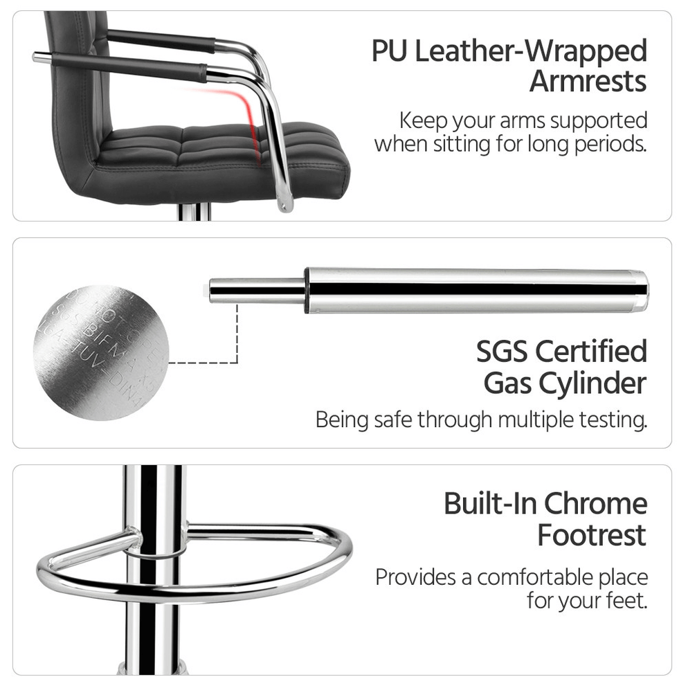 Yaheetech 2pcs Swivel Bar Chairs Adjustable Bar Stools