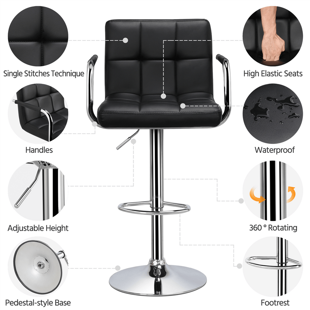 Yaheetech 2pcs Swivel Bar Chairs Adjustable Bar Stools