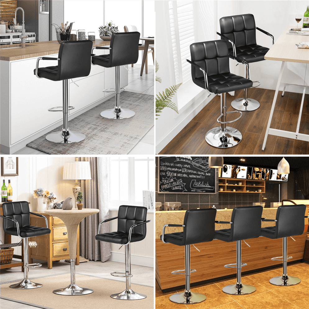 Yaheetech 2pcs Swivel Bar Chairs Adjustable Bar Stools
