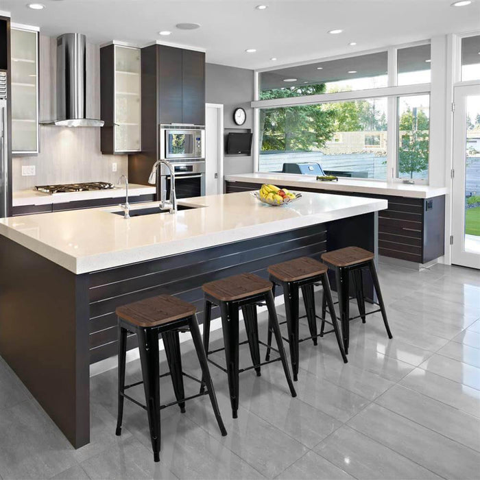 4pcs Metal Counter Bar Stools