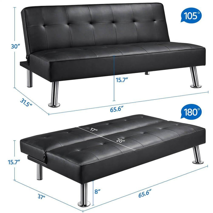 Yaheetech Black Convertible Sofa