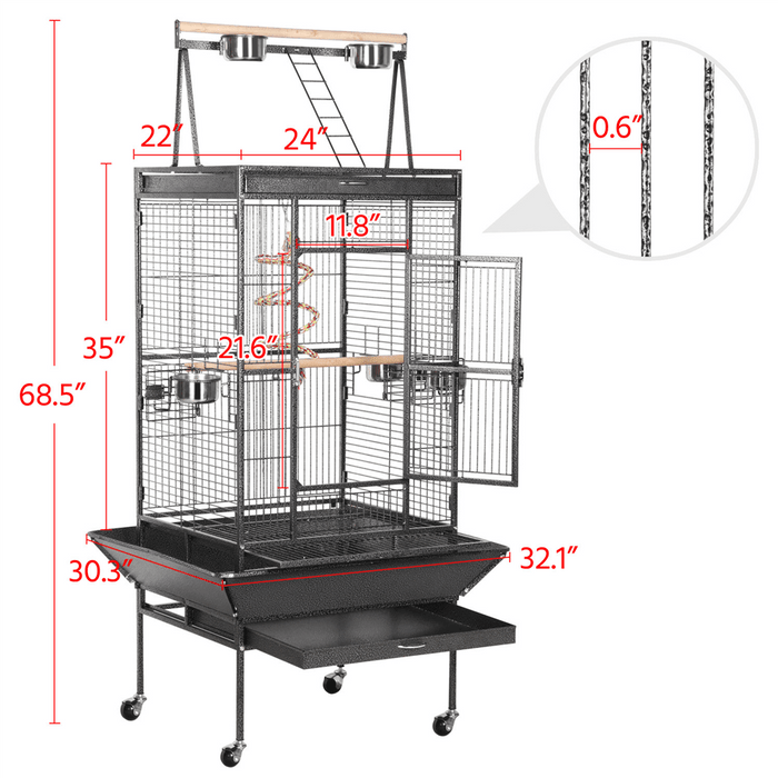 Yaheetech 68.5-inch Parrot Cage with Playtop