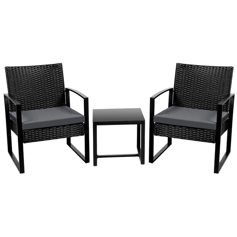 Yaheetech Set of 3 Wicker Chairs & Table