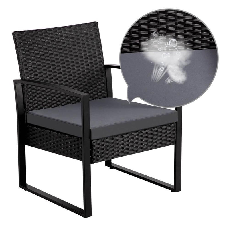 Yaheetech Set of 3 Wicker Chairs & Table