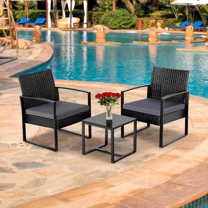 Yaheetech Set of 3 Wicker Chairs & Table